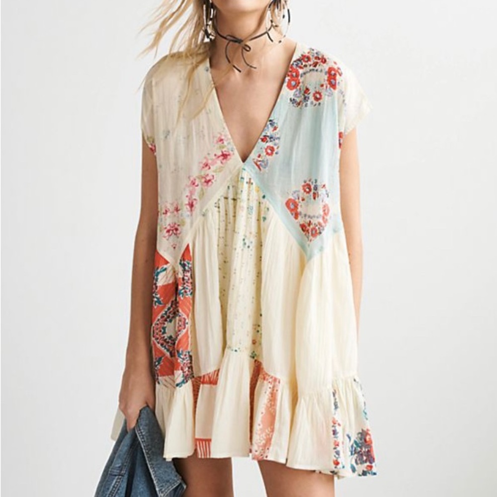 Free People Mended with Scarves Mini Dress